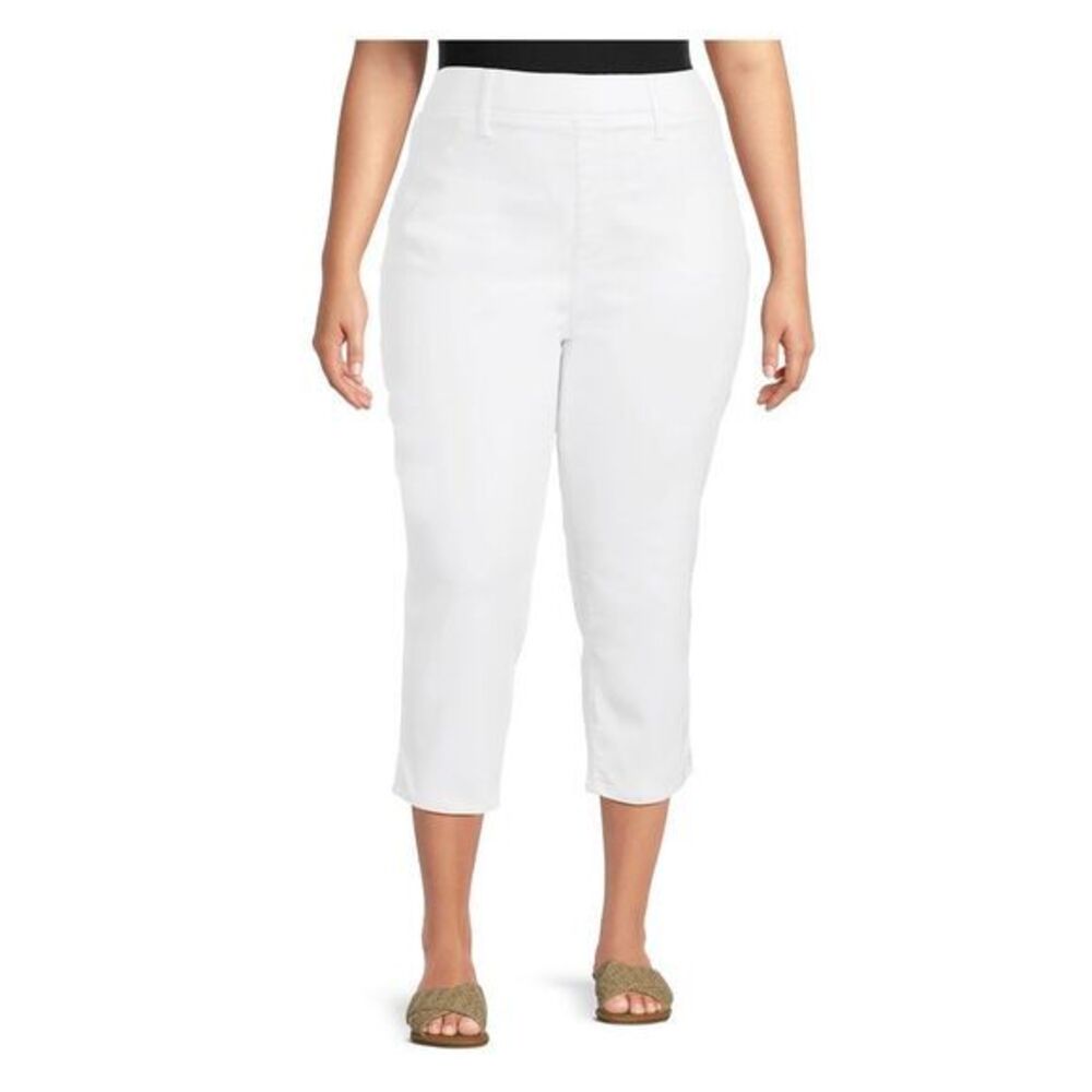 Terra & Sky Women 4X Pull on White Spanx High Rise Capri Jeggings White Night